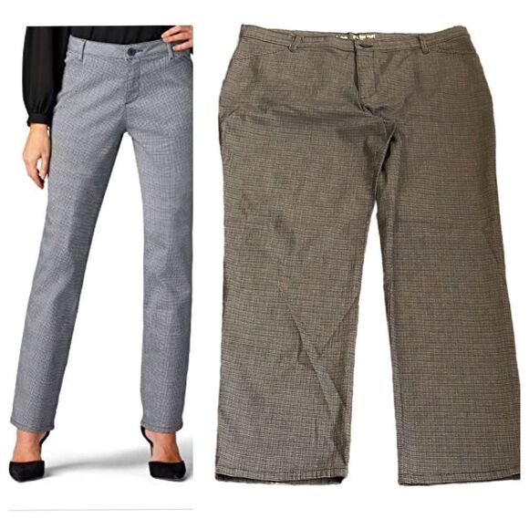 Lee All Day Pant Straight Leg Gray Glenplaid Pants Size 18 Medium - Picture 1 of 16